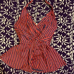 Anthropologie Odille Black and Red Peplum Top